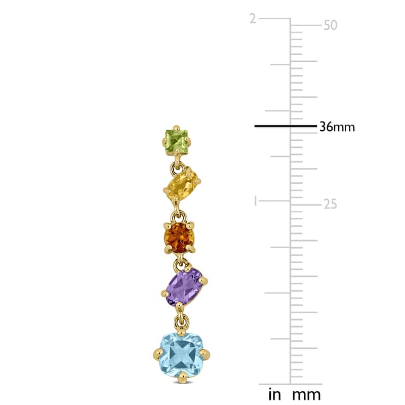 Miadora Yellow Plated Sterling Silver 4 1/2ct TGW Amethyst SKY Blue Topaz Citrine & Peridot Earrings