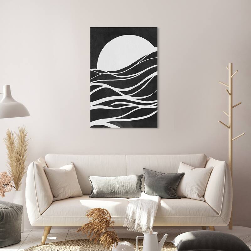 Oliver Gal Abstract Sunset Tide Black and Modern & Contemporary Wall Art Canvas Print - 30 x 20