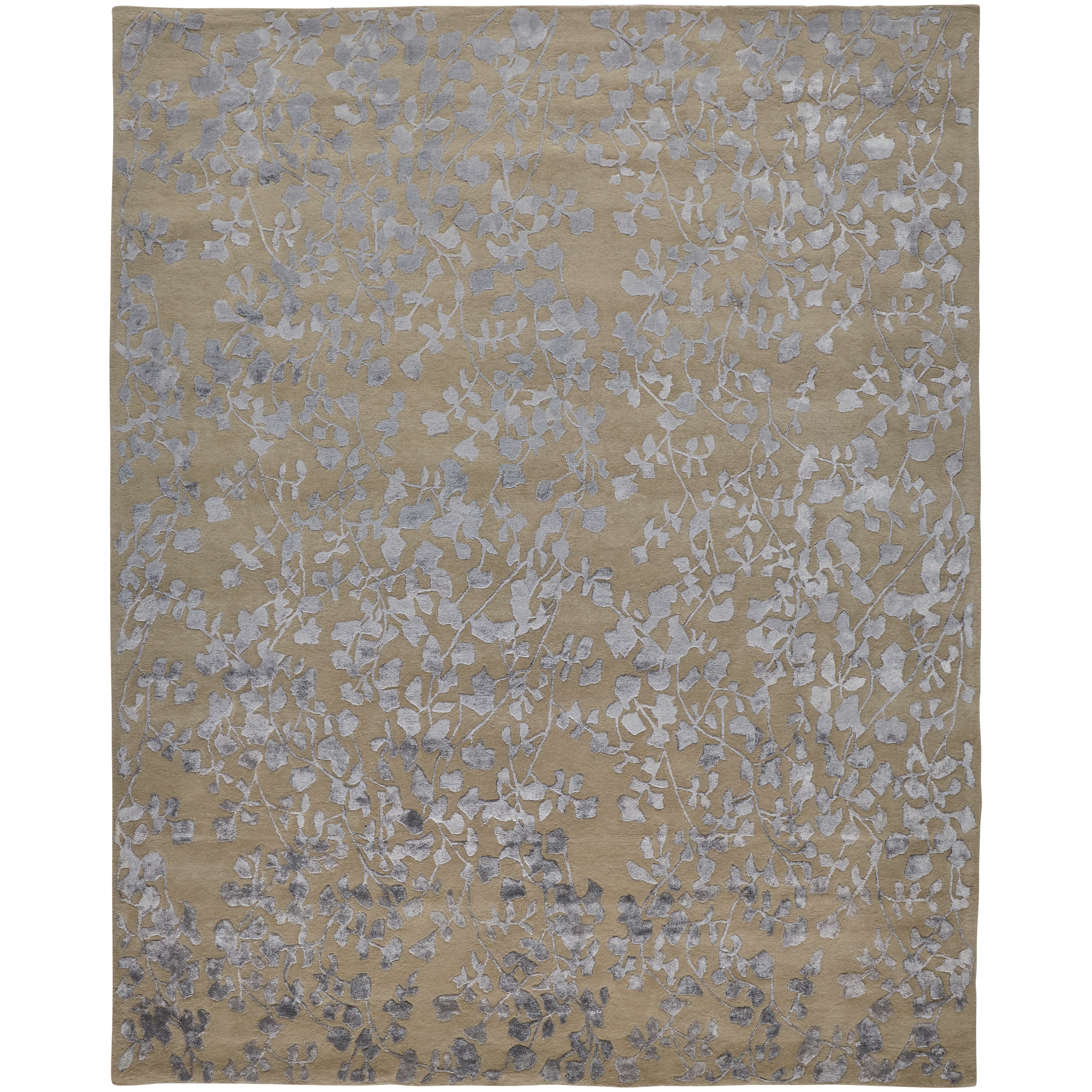 Khalo High/Low Floral Wool Rug, Latte/SIlver Gray, 8ft x 10ft Area Rug - 8' x 10'/Surplus