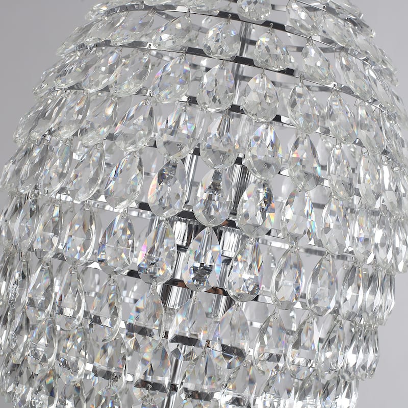 Contemporary 6-Light Luxury Crystal Chandelier Kitchen Island Pendant - Chrome - W14" x H23"