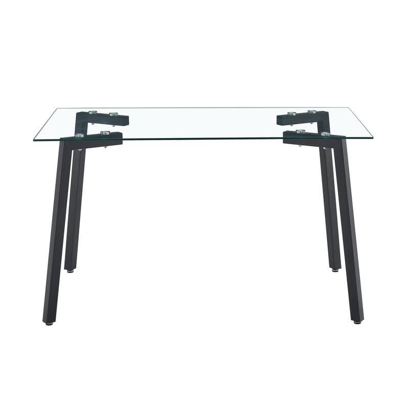 Glass Dining Table Transparent for Living Room, 130*80* 8MM