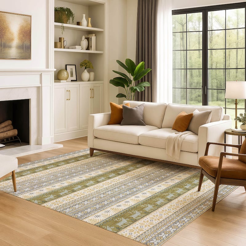 Premium Washable Super Soft Chritmas Stripes Mayfield Rug