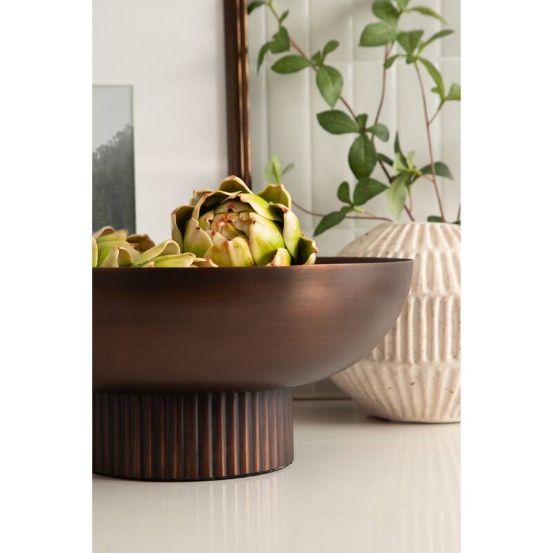 Kate and Laurel Rooks Ribbed Metal Bowl