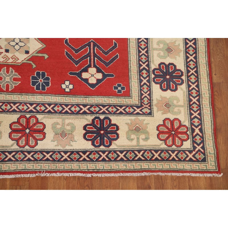 Geometric Kazak Rug Hand-Knotted Wool Carpet - 8'2"x 9'9"