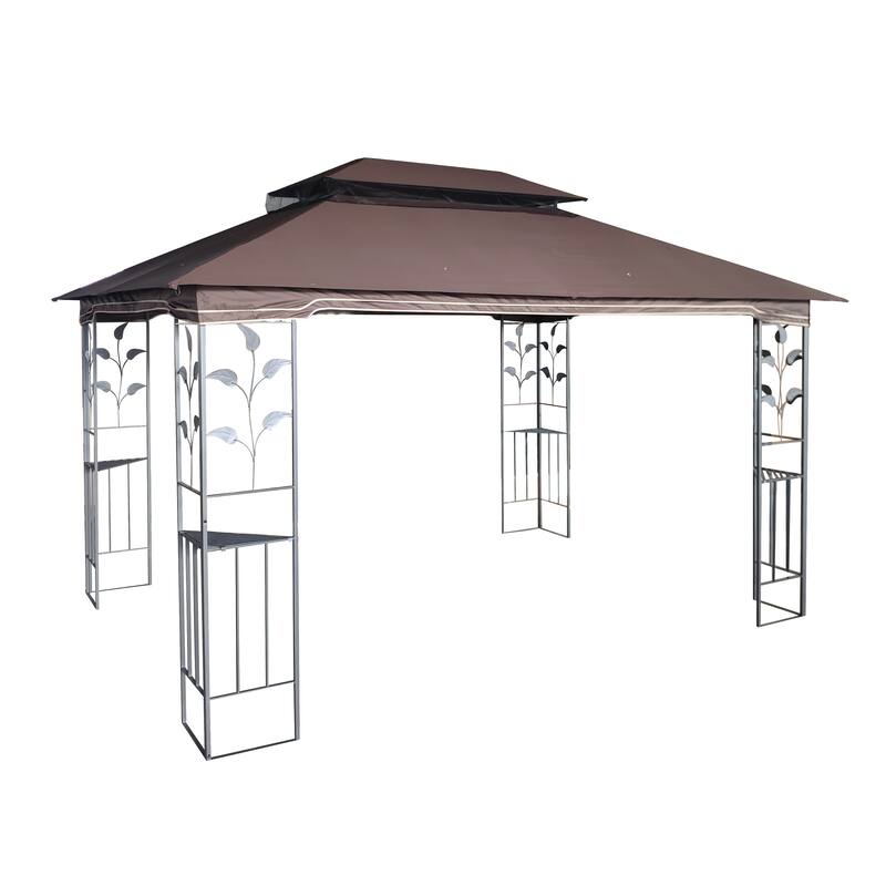 13x10 Outdoor Gazebo with Double Roof, Mosquito Net, and Durable Waterproof Cover for Lawn and Garden
