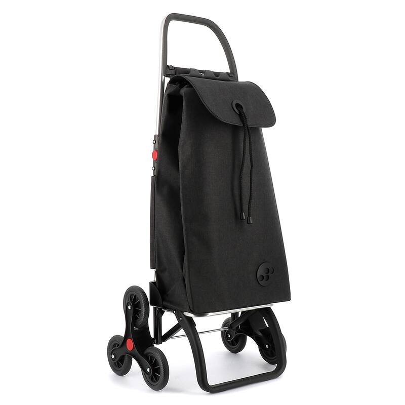 Rolser I-Max Tweed 6 Wheels Stair Climbers Foldable Shopping Trolley - 19.09 in. W x 42.32 in. H x 15.16 in. D - Black