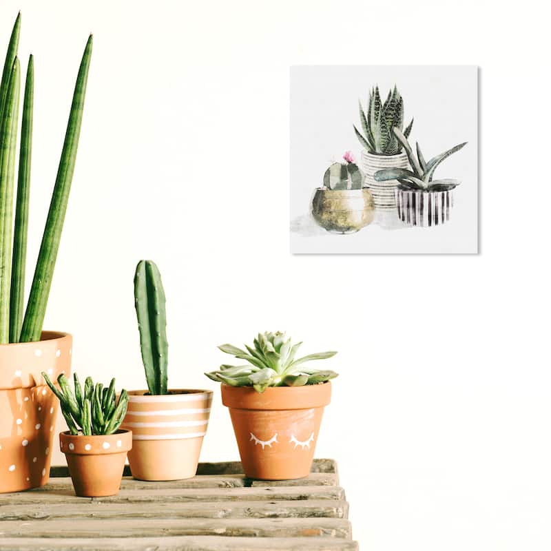Wynwood Studio 'Succulent Collection' Floral and Botanical Wall Art Canvas Print Botanicals - Green, Gold - 12 x 12