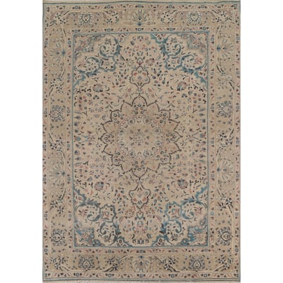 Floral Tabriz Persian Vintage Area Rug Handmade Wool Carpet - 6'8"x 9'5"
