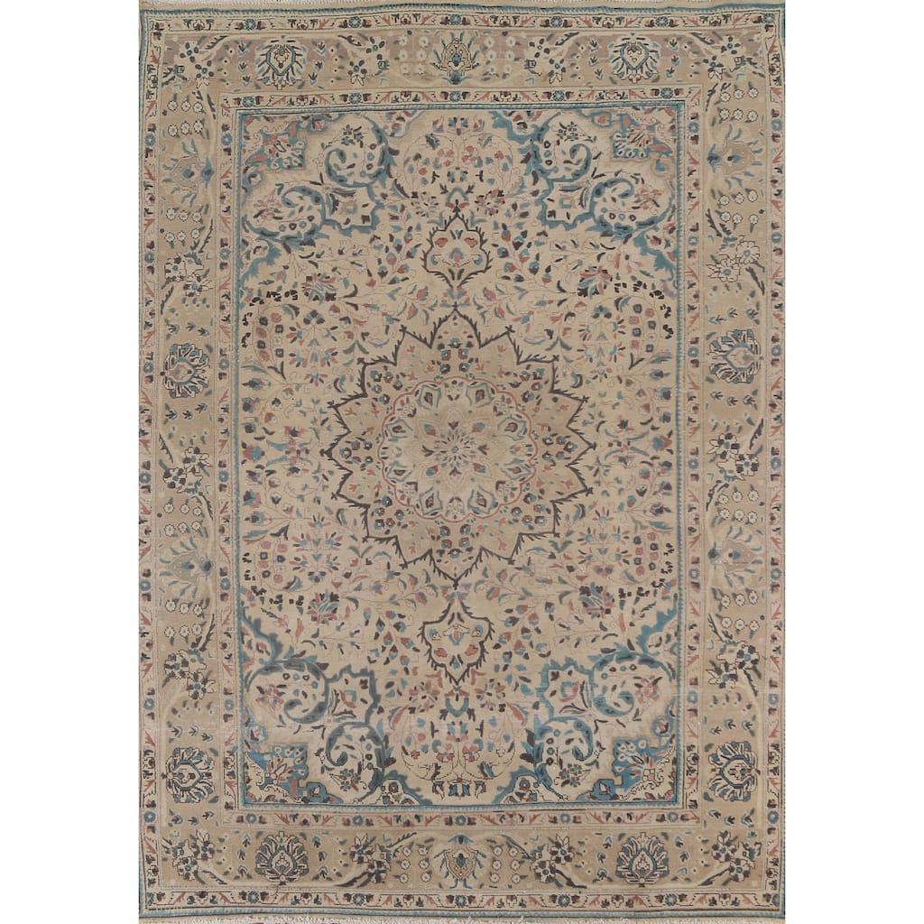 Floral Tabriz Persian Vintage Area Rug Handmade Wool Carpet - 6'8"x 9'5"
