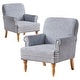 preview thumbnail 43 of 49, Rolled Armchair Accent Chair Set of 2 Blue/ Grey/ Brown