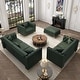 preview thumbnail 2 of 36, GDFStudio - Multi-Size Faux Leather 6-Seat Chesterfield Modular Sofa Set with Metal Trim & 6 Pillows Green
