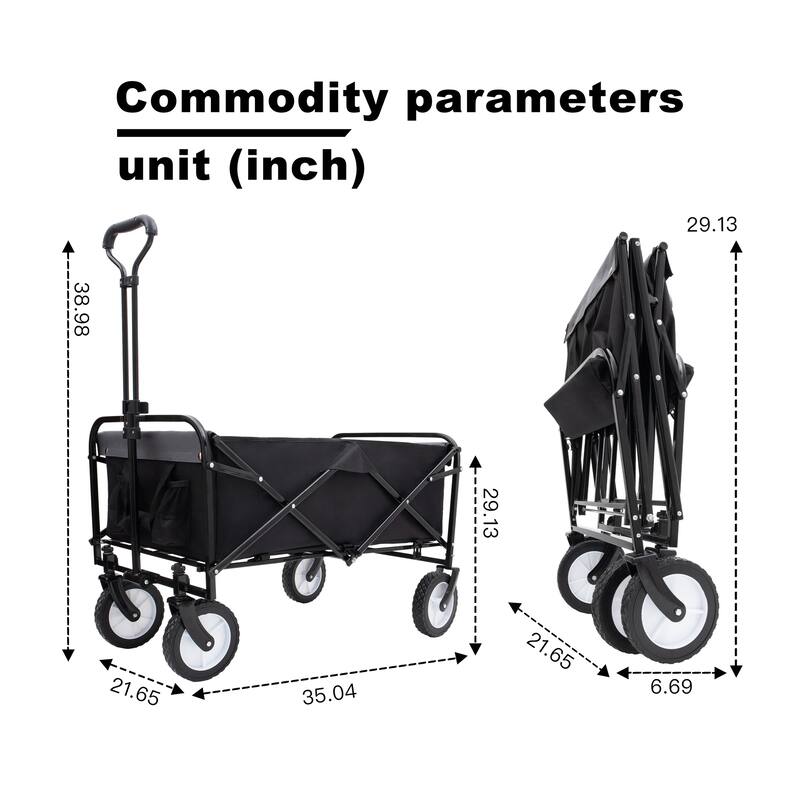 360lb Foldable Wagon with Straps & 3 Liner Bags - Beach & Utility Cart