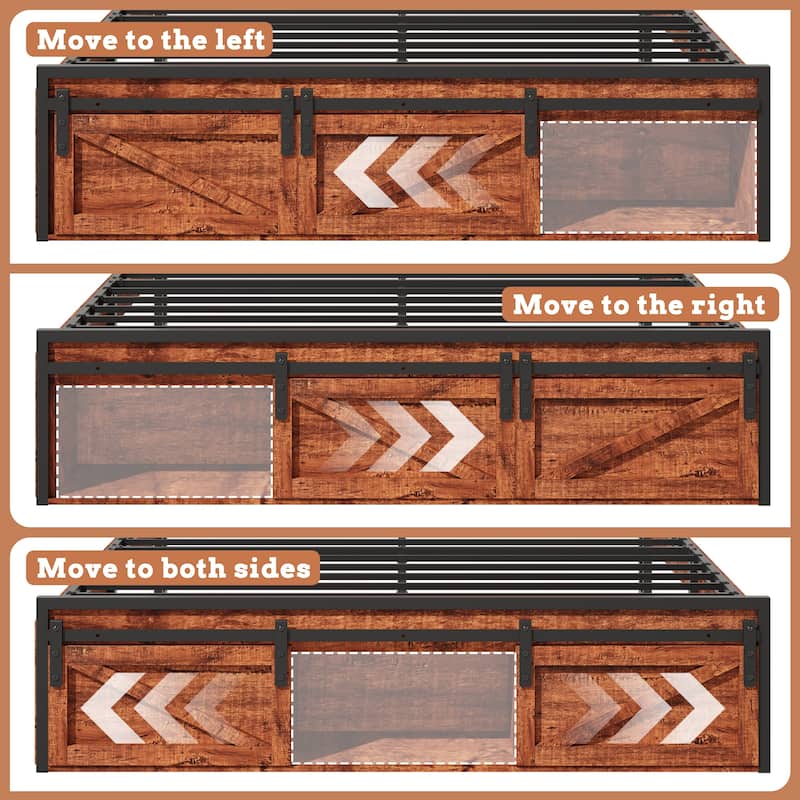 Full-size Bed Frame with Storage Headboard, Footboard Storage Compartments and LED Lighting, Equipped with Anti-slip