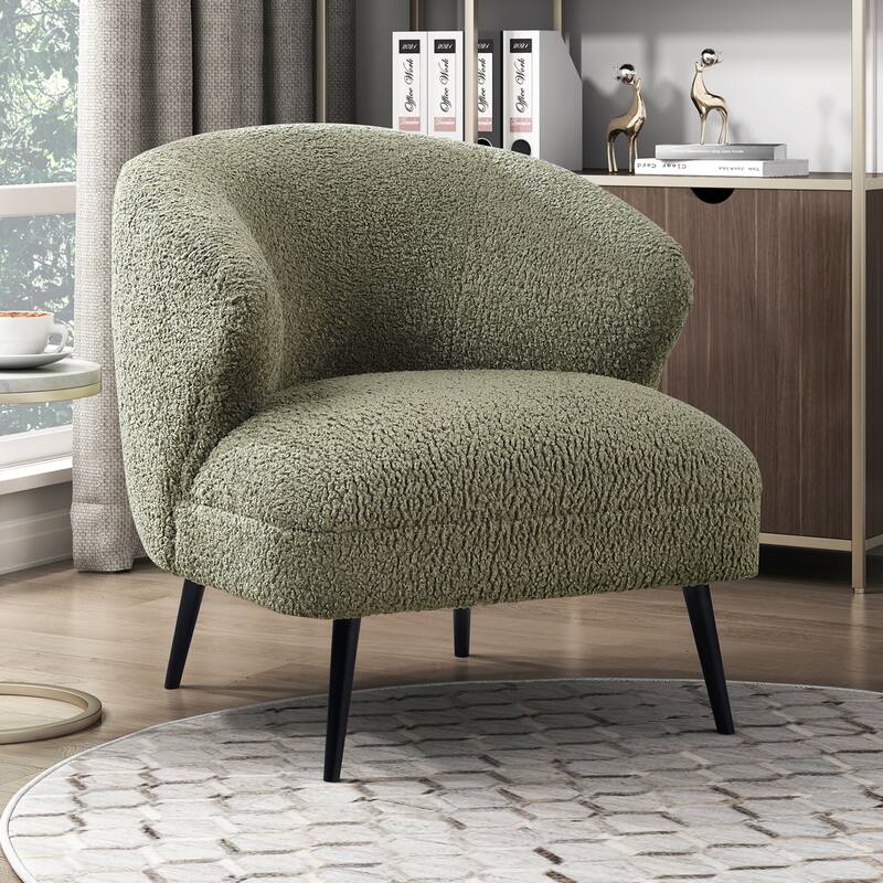 Hudson 26" Boucle Fabric Accent Chair - Black Finish Metal Legs