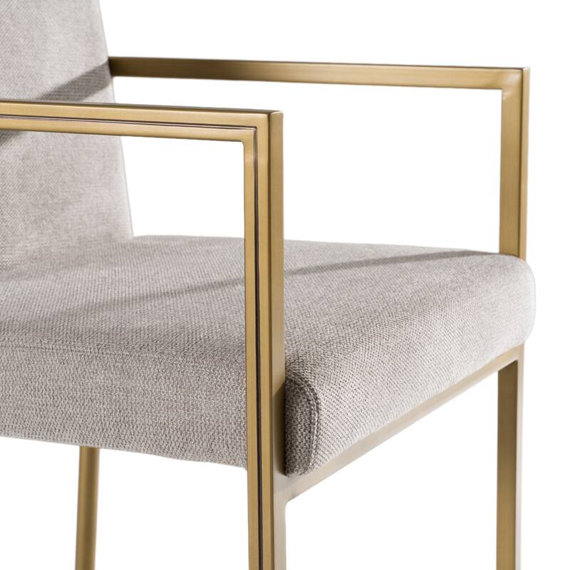 Modrest Burnham Contemporary Light Grey Fabric & Brass Counter Stool