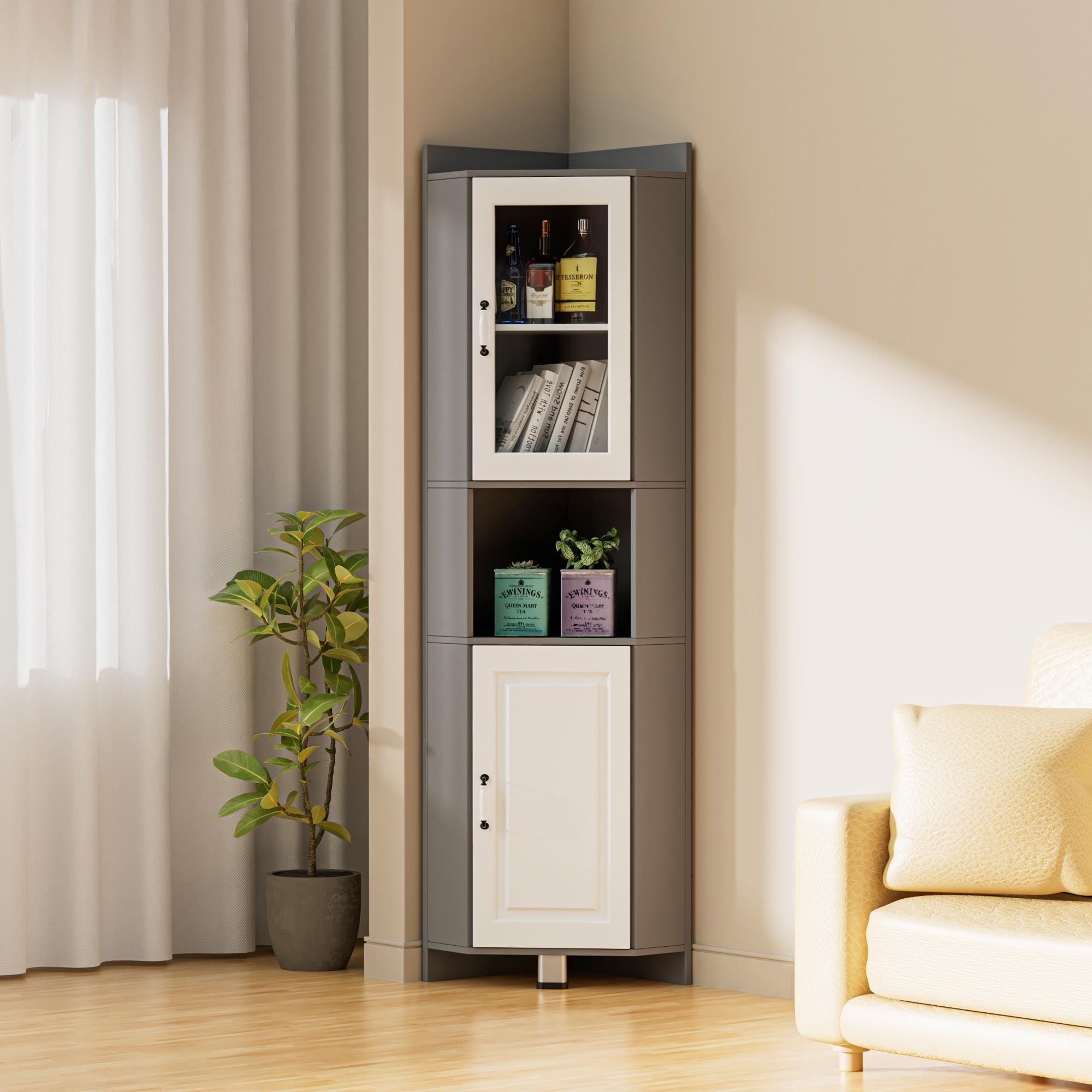 White Wood Display Corner Storage Cabinet - Bed Bath & Beyond