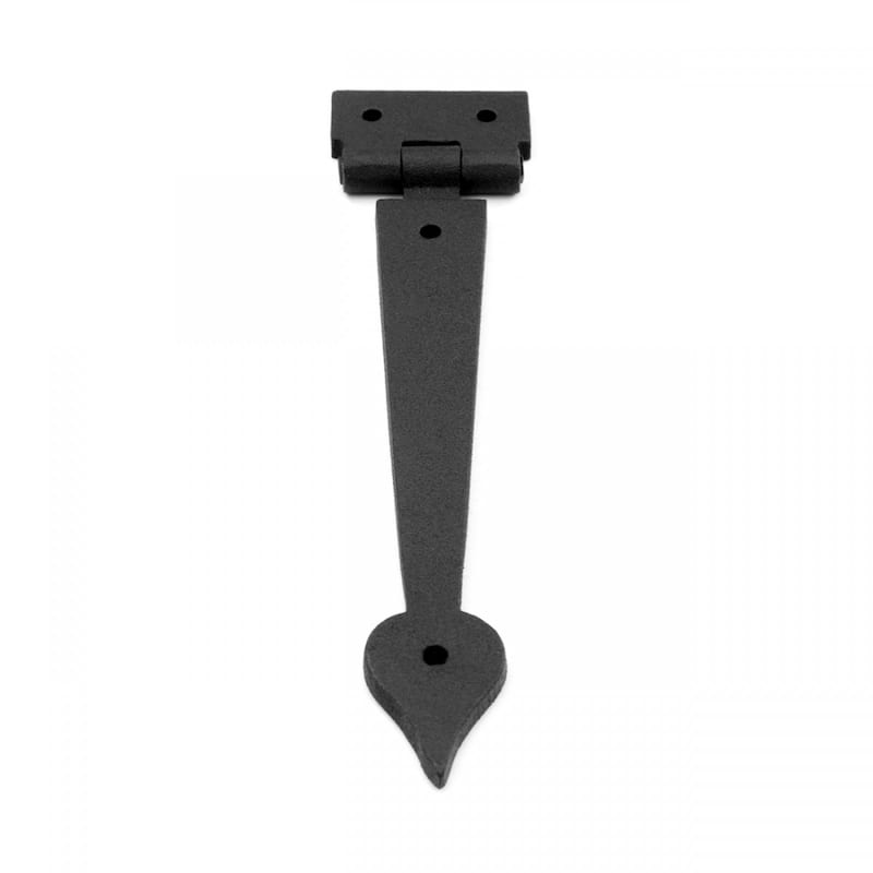 Black Wrought Iron Strap Hinge Pair 7-3/8" Spear Tip Flush Mount Strap Hinges with Mounting Hardware Renovators Supply