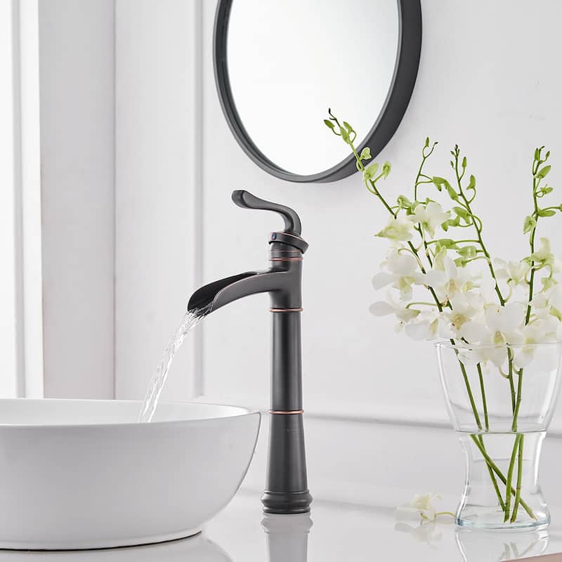 Antique Rubbed Bronze Waterfall Bathroom Faucet with Drain