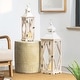 preview thumbnail 31 of 49, Glitzhome 2-Piece Oversize Farmhouse Wood/ Metal Hanging Candle Holders Decorative Lanterns
