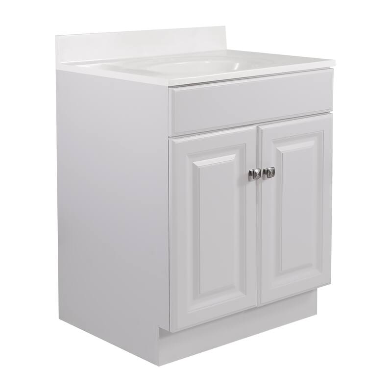 Design House 591164 Wyndham 2-Door Bathroom Vanity with Cultured Marble 4" Centerset White on White Vanity Top