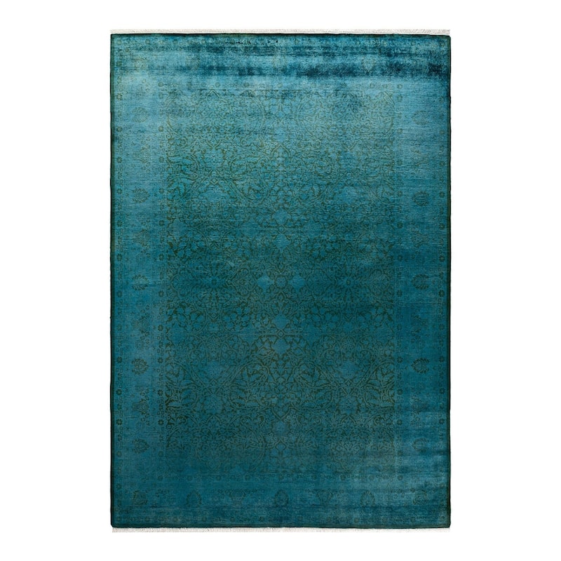 Fine Vibrance, One-of-a-Kind Hand-Knotted Area Rug - Blue, 6' 2" x 9' 0" - 6' 2" x 9' 0"