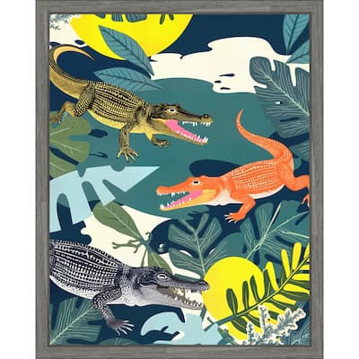 Three Crocodiles by Uma Gokhale Framed Canvas Wall Art