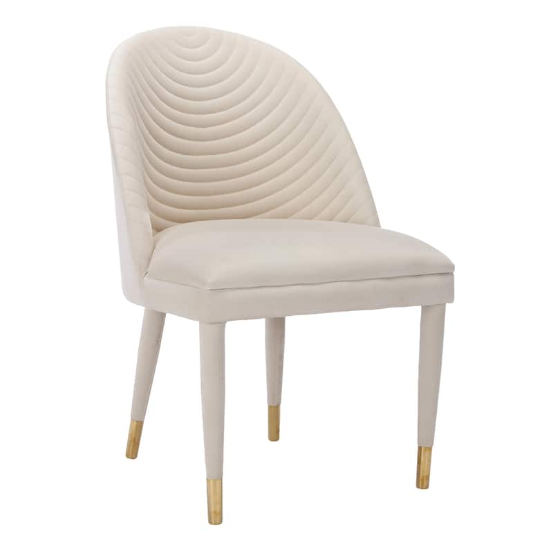 Velvet Upholstered Ripple Thread Leisure Single Dining Chair with Solid Wood Foot（set of 2）