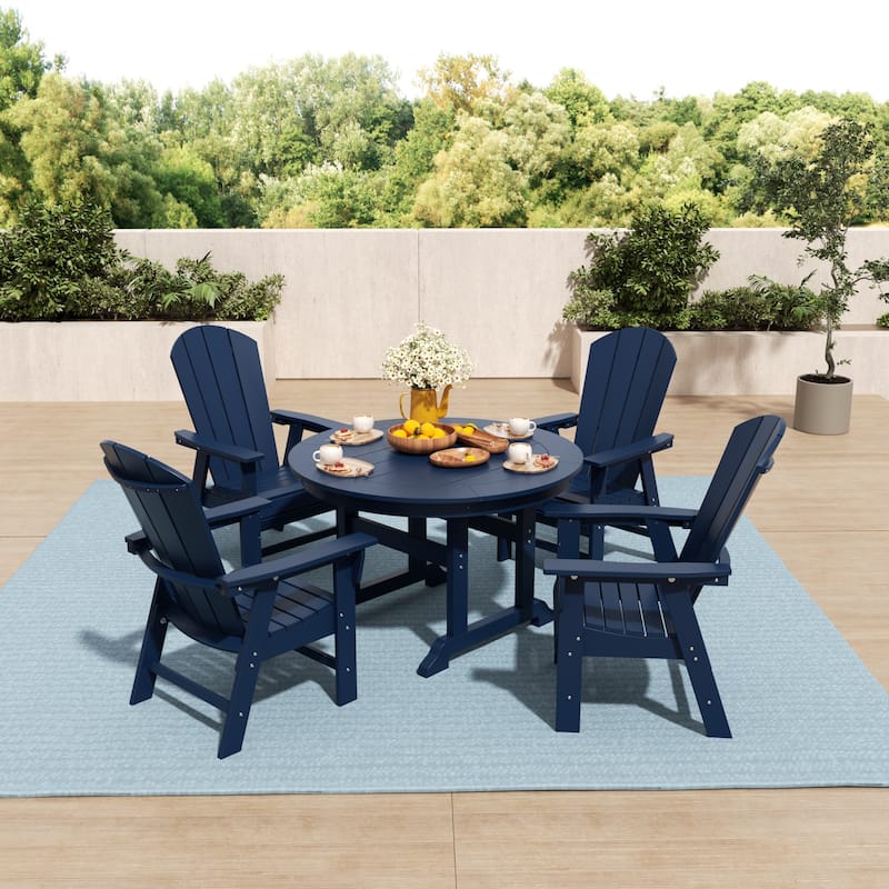 Laguna Hdpe All Weather Outdoor Patio Round Adirondack Dining Chairs Set (5-Piece Set)