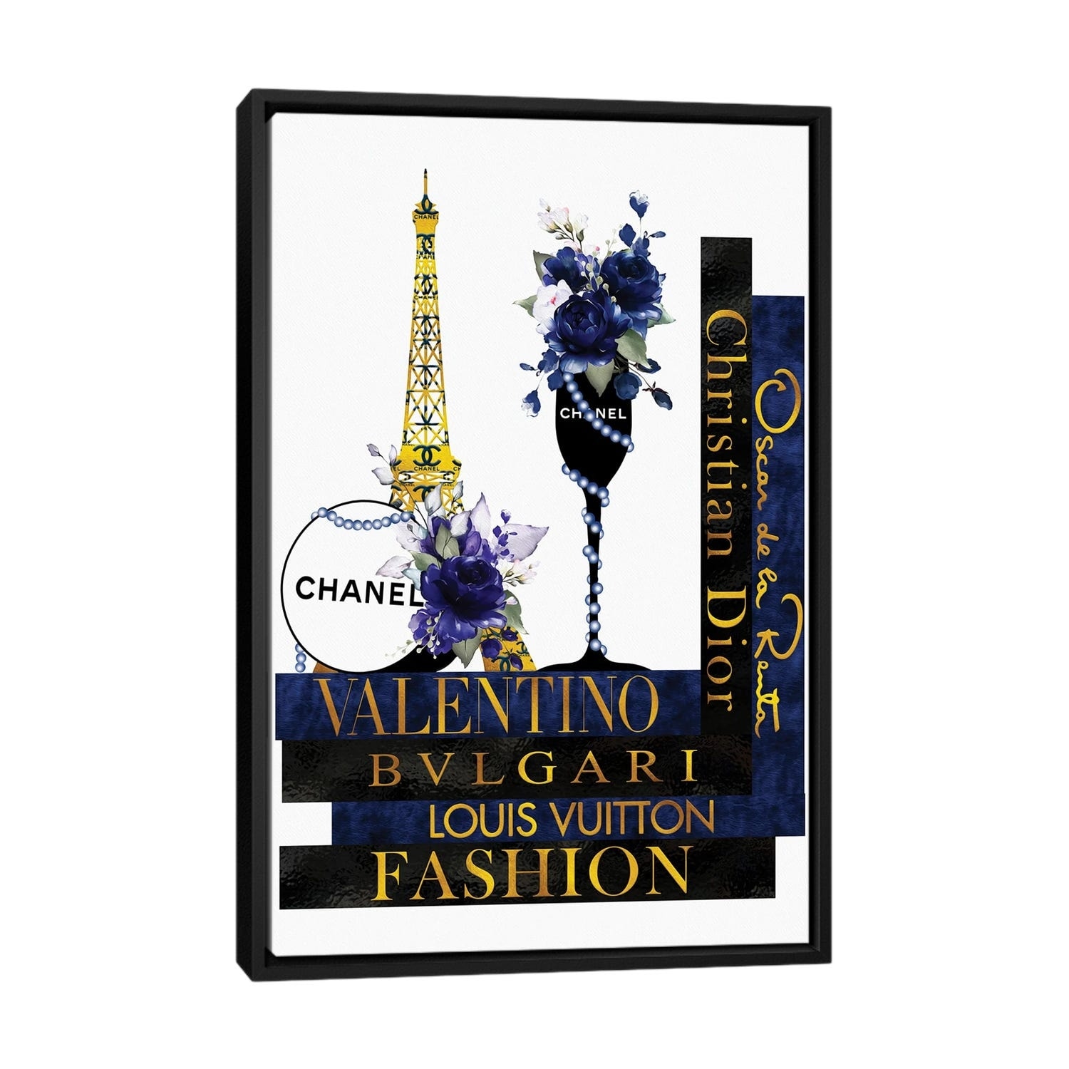 iCanvas Sapphire Blue Roses In Champagne Glass on Fashion Books by Pomaikai  Barron Framed Canvas Print - Bed Bath & Beyond - 36648350