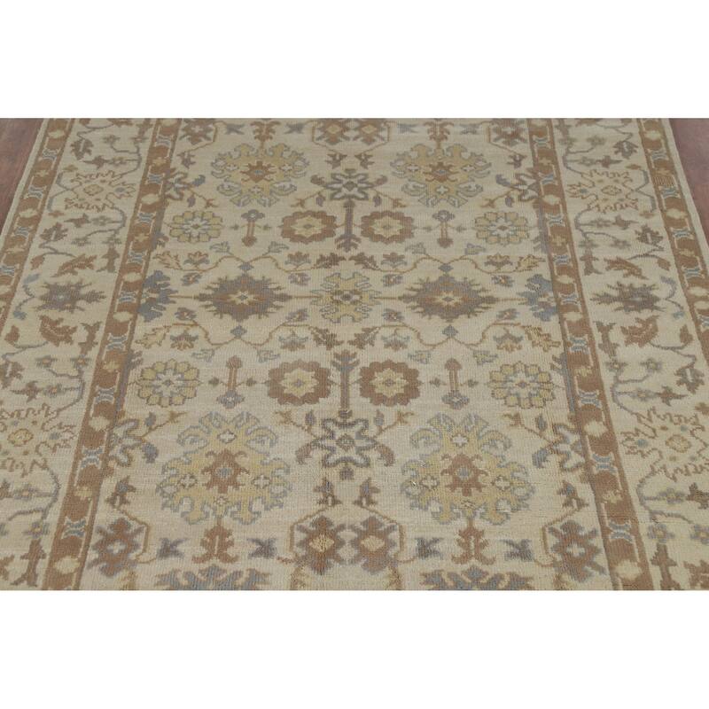 Earth Tone Oushak Indian Area Rug Handmade Bedroom Wool Carpet - 6'2" x 8'9"