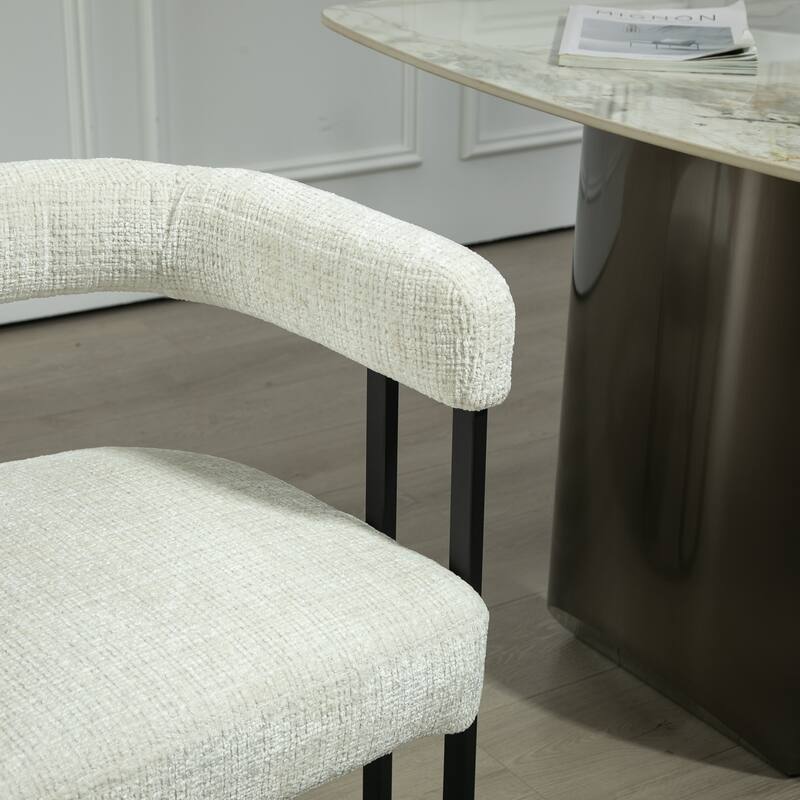 Fabric Upholstered Kitchen Side Dining Chair with Cushion, Backrest, Non Slip Feet for Dining Room Kitchen Living Room Bedroom