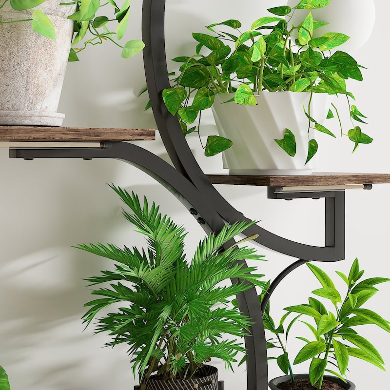 VECELO Indoor Plant Stand with Grow Lights 4 Styles 6/7/9 Shelves Adjustable Timer & Brightness Decorative Rack for Living Room