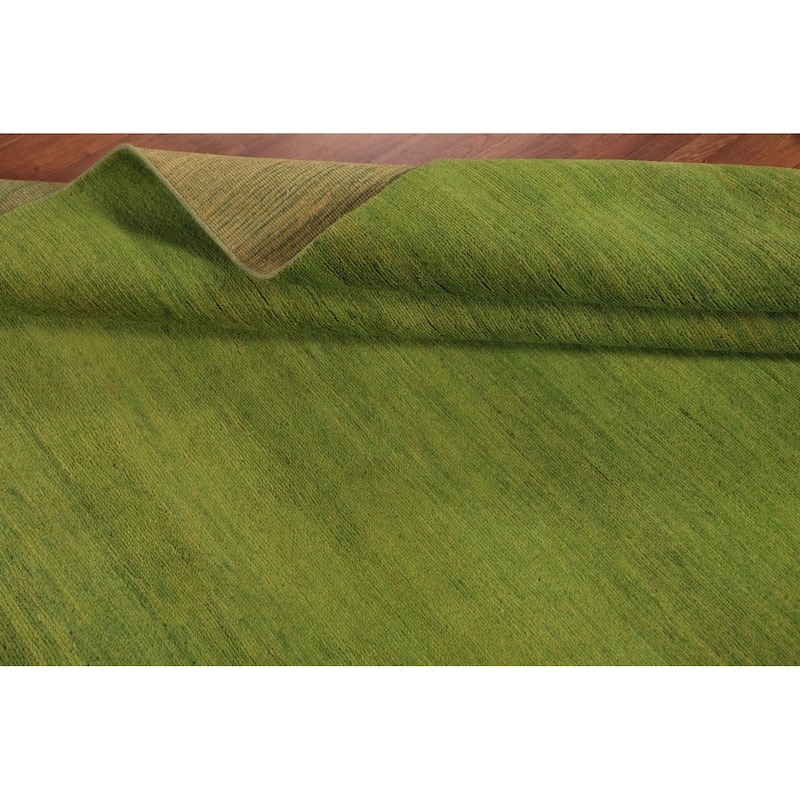 Green Gabbeh Modern Area Rug Hand-Knotted Wool Carpet - 4'9" x 6'4"