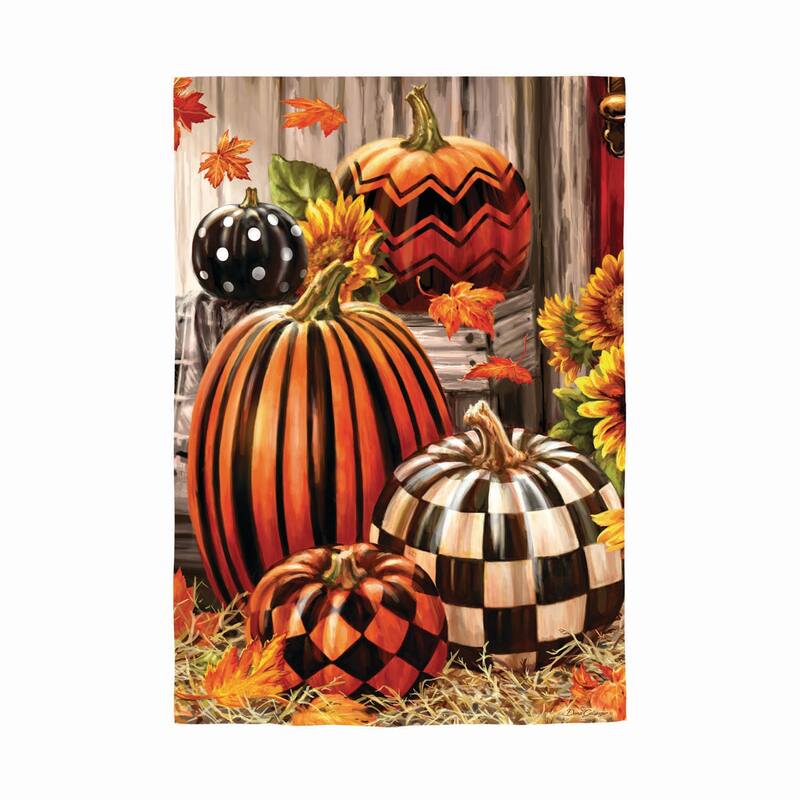 Fall Harvest Pumpkins Burlap Garden Flag