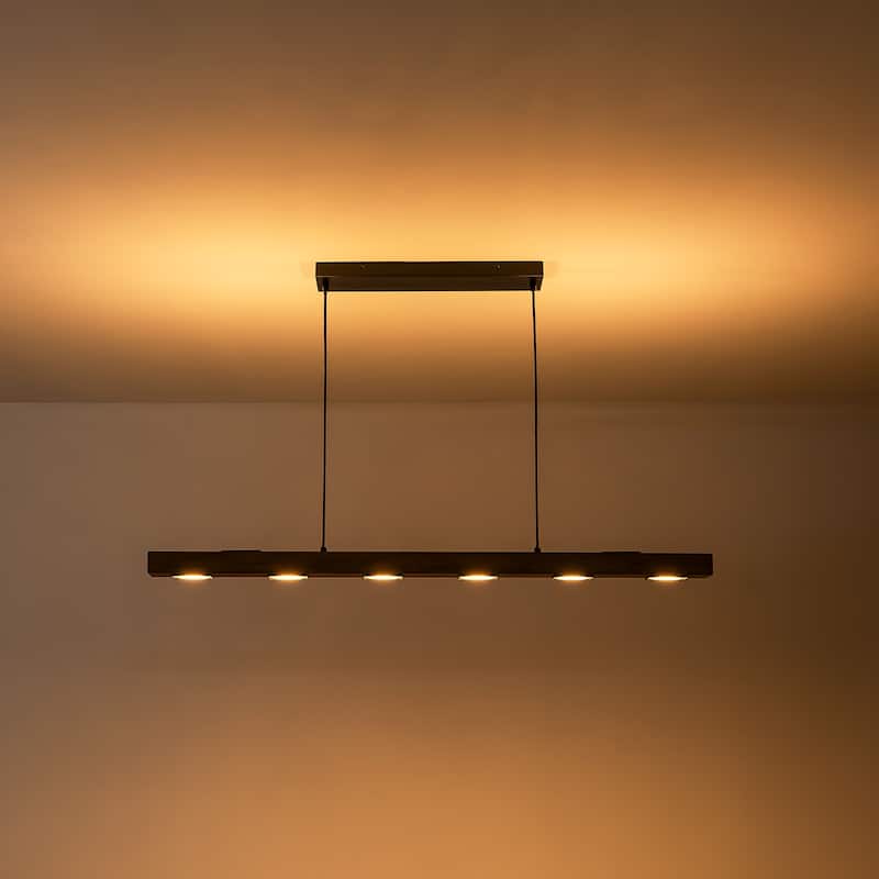 6/7/8-Light Modern Farmhouse Linear Wood LED Pendant Light for Kitchen Island