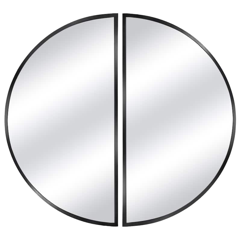 Half Moon Aluminum Alloy Framed Arched Wall Mirror (2-Pieces)