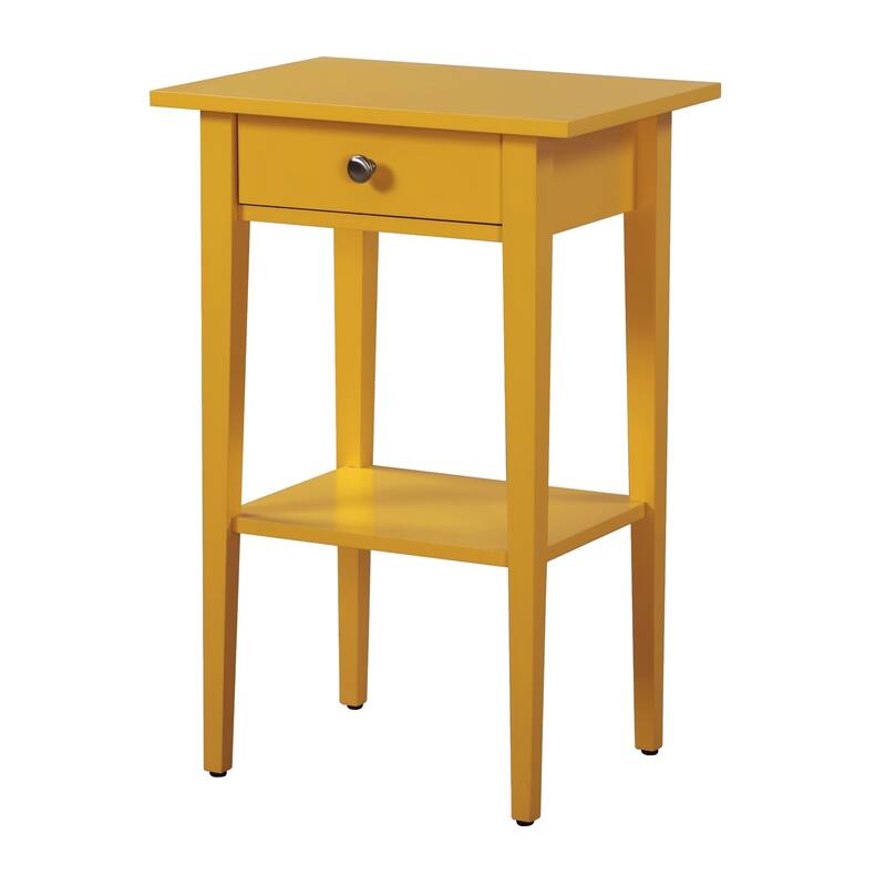 1-Drawer Wooden Nightstand with Open Shelf - 28" - Yellow
