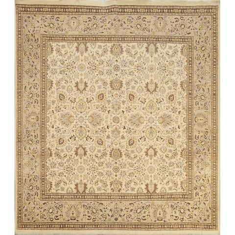 Vegetable Dye Wool/ Silk Oriental Royal Tabriz Area Rug Hand-knotted - 8'1" x 8'2" Square