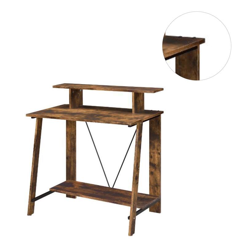 Wooden Writing Desk with with Top and Bottom Shelves