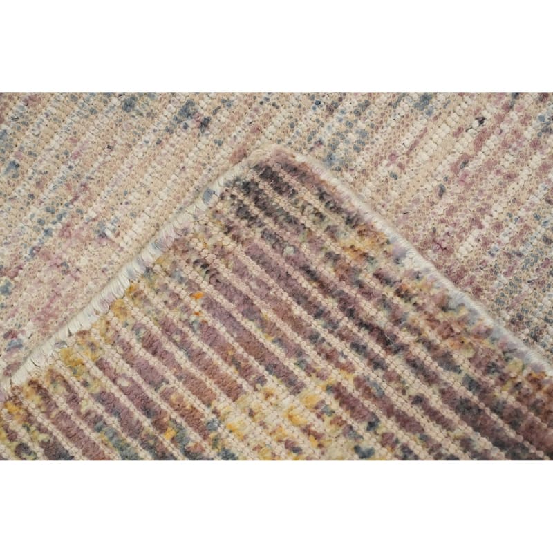 Hand Knotted Oriental Viscose Silk Carpet Modern All-Over Multi-Colored Abstract Area Rug - 7' 6'' X 5' 4''