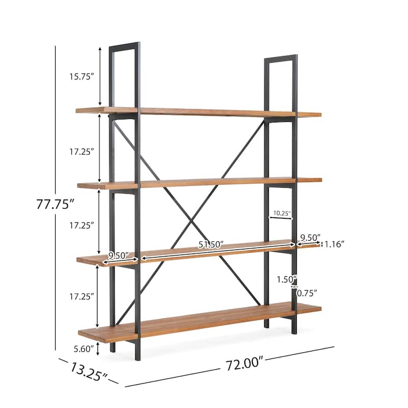 Irene Industrial 4 Shelf Firwood Bookcase by Christopher Knight Home