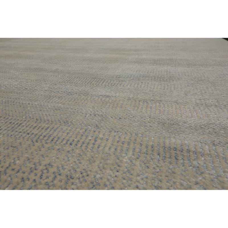 Hand Knotted Beige Persian Wool and Silk Modern Oriental Area Rug