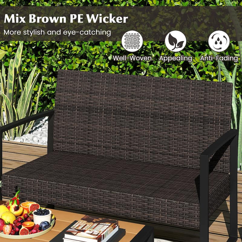 Costway 4 Piece Patio Furniture Set with Cushioned Chairs & Wood - See Details