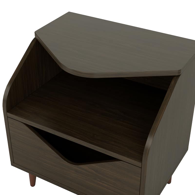 DH BASIC Mid-century Modern 20-inch 1-Shelf and 1-Drawer End Table by Denhour