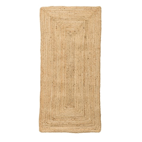 Small Beige Rectangle Natural Seagrass Rug - 2' x 4'
