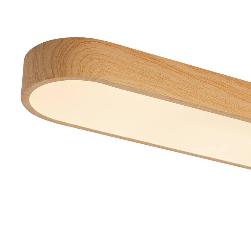 Dimmable LED Ceiling Light Faux Wood Grain Long Oval Flush Mount