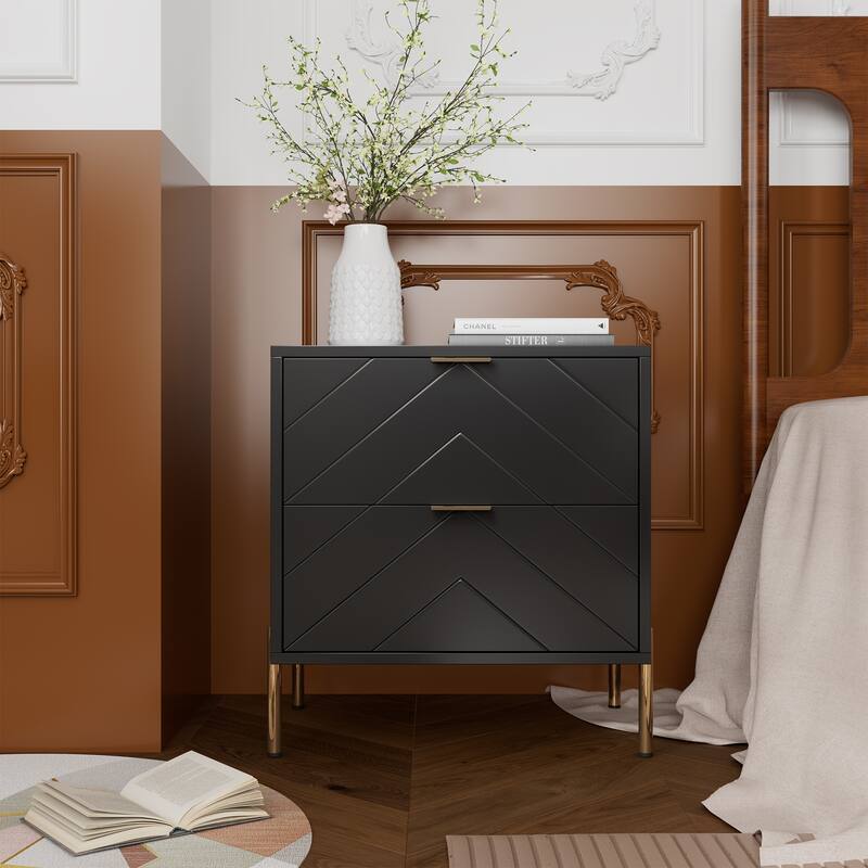 Clihome Modern 2-Drawer Storage Nightstand