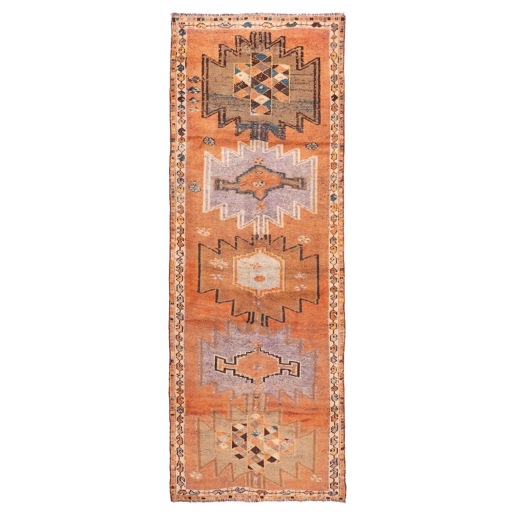 ECARPETGALLERY Hand-knotted Melis Vintage Copper Wool Rug - 4'3 x 12'2