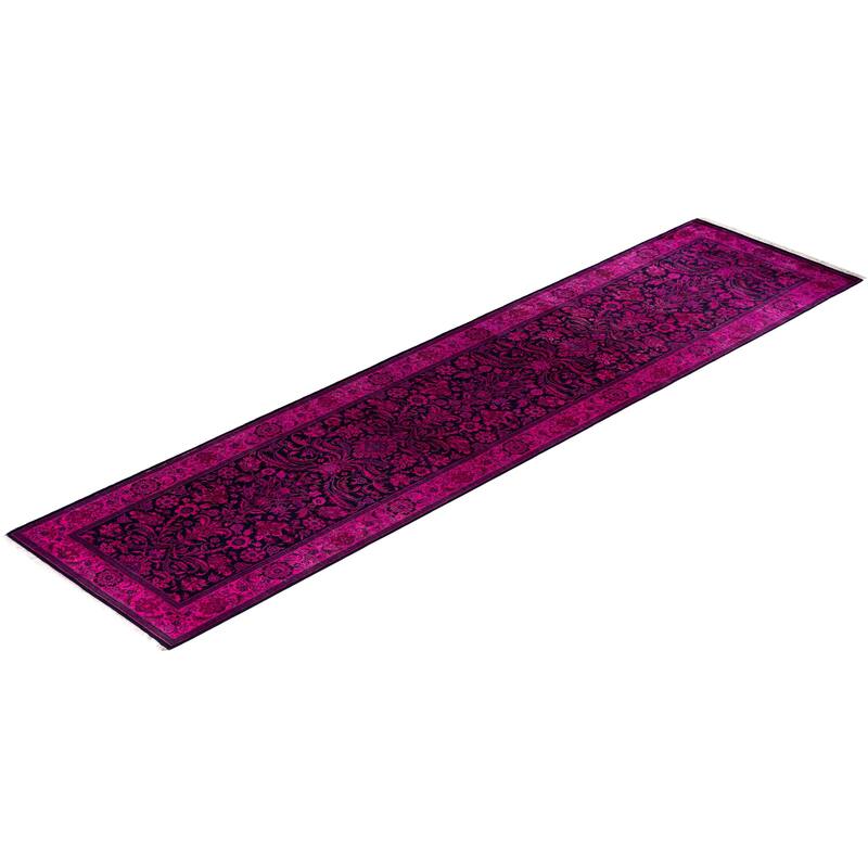 Contemporary Overdyed Wool Hand Knotted Runner - 2' 7" x 10' 4"