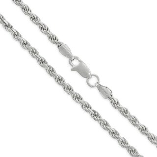 925 Solid Sterling Silver 3MM Rope Diamond-Cut Link ITProLux 